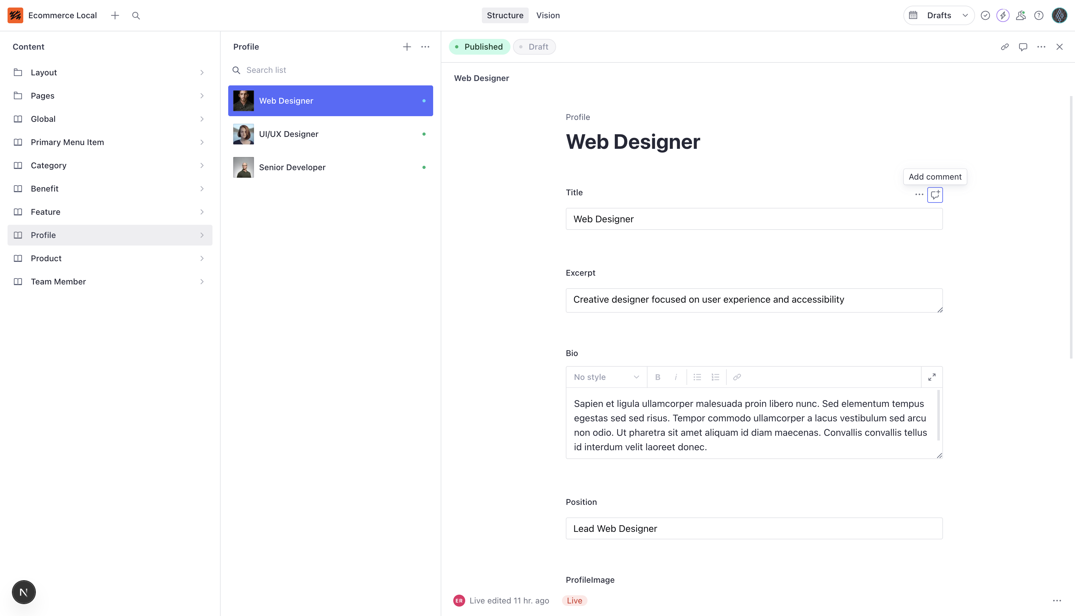 Bolt.new Admin Console Content Management System Interface